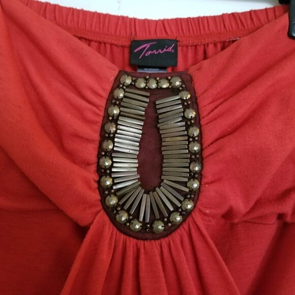 Torrid Red Wrap Draped Stone Beaded Tube Top 0X - Picture 3 of 5